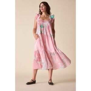 St. Roche Rowena Dress in Pink Marble Size M
